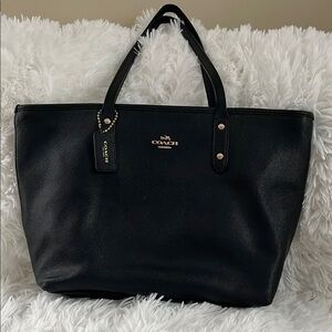 Coach Black Leather Tote Bag